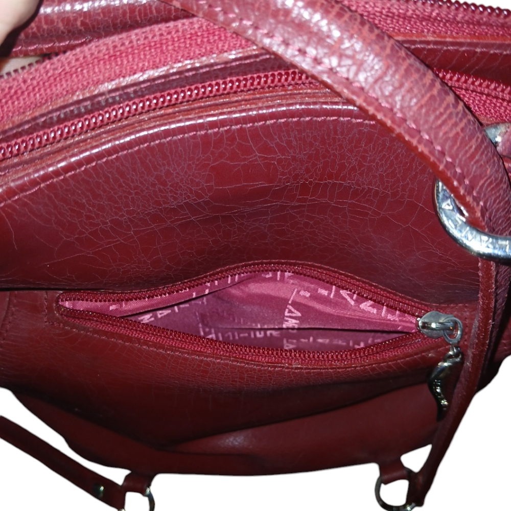 Lancaster Convertable Red Leather Shoulder Bag Ba… - image 8